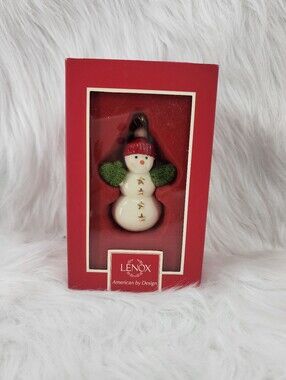 Lenox Porcelain Warmest Wishes Snowman Ornament Knitted Mittens #827821